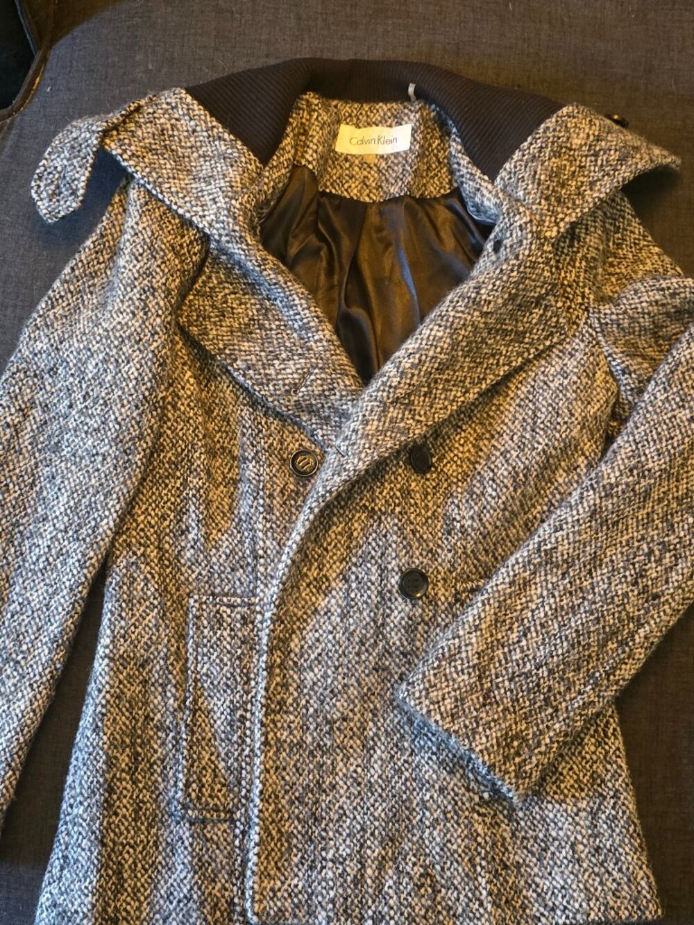 Clavin Klein Tweed Plaid Peacoat/Jacket